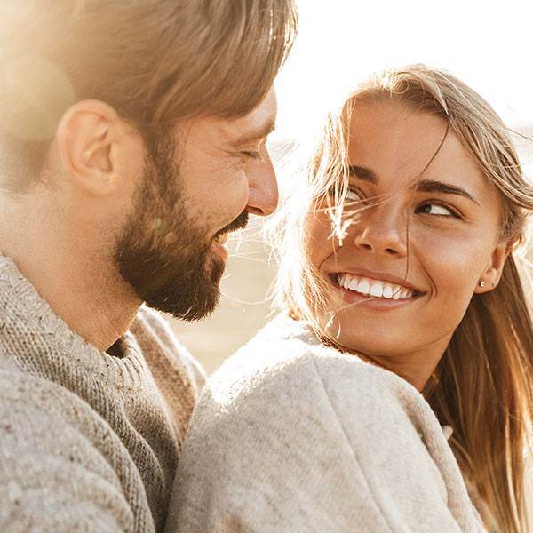 Couple Smiling Outdoors